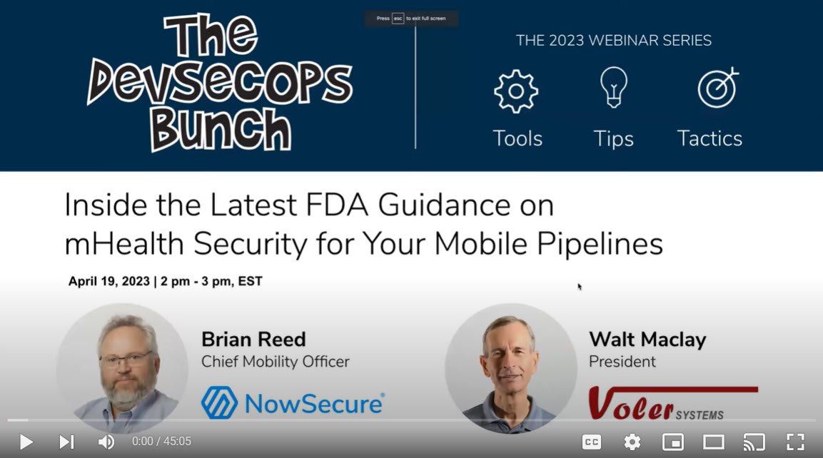Webinar - Inside teh Latest FDA Guidance on mHealth Security for Your Mobile Pipelines